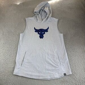 Under‎ Armour Hoodie Youth XL Gray Project Rock Fleece Payoff Sleeveless Loose